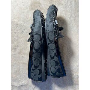 Coach Womens Black Monogram Canvas & Patent Leather Loafers Size 9.5
